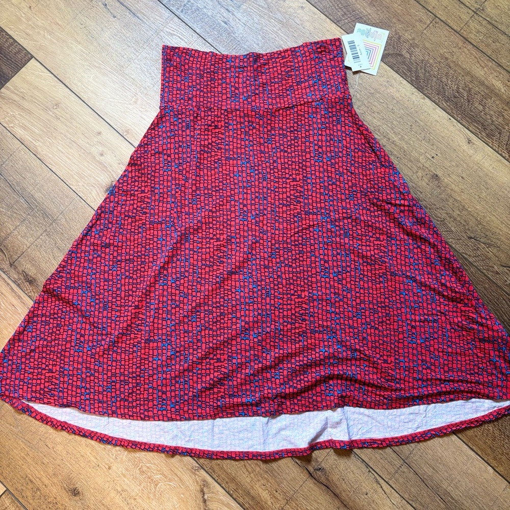 LuLaRoe A-Line Red and Blue Midi Skirt Casual